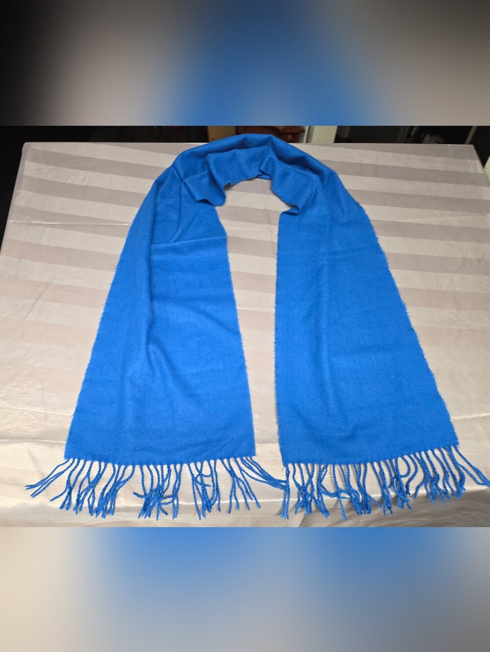 Men’s Bold Blue Fringe Scarf — Lightweight Everyday Style